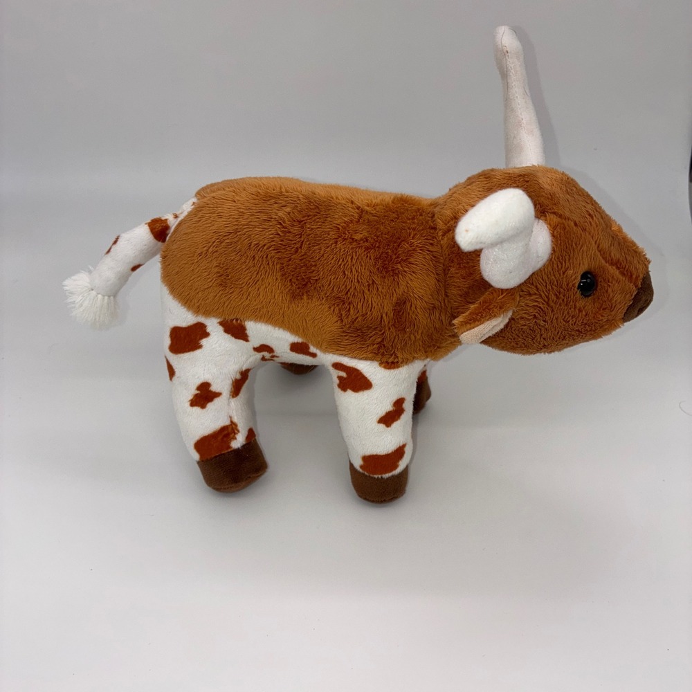 454 Western Aurora Longhorn Bull Plush Brown White Stuffed Animal 9.5 inch